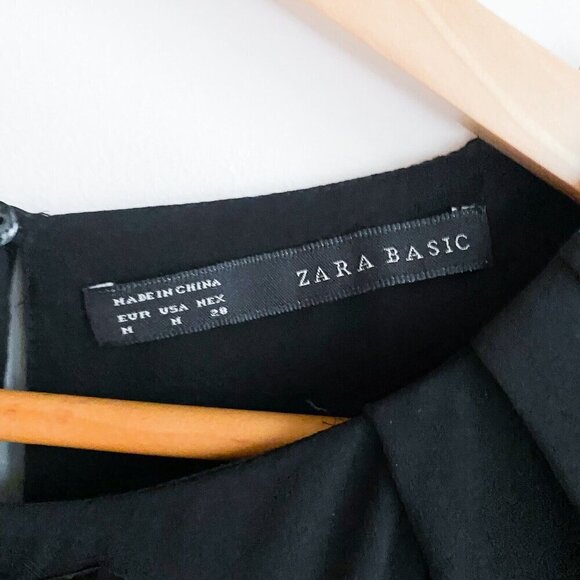 Zara Black Beaded embellished Chiffon Blouse M - Picture 4 of 6